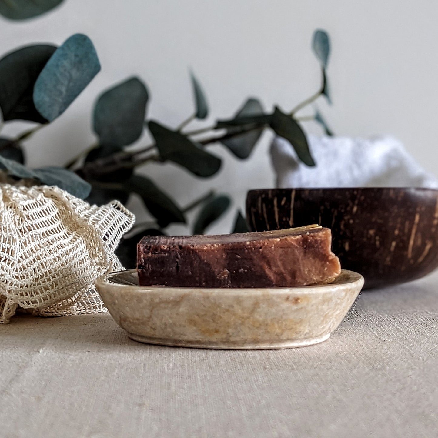 Cream Marble Soap Dish