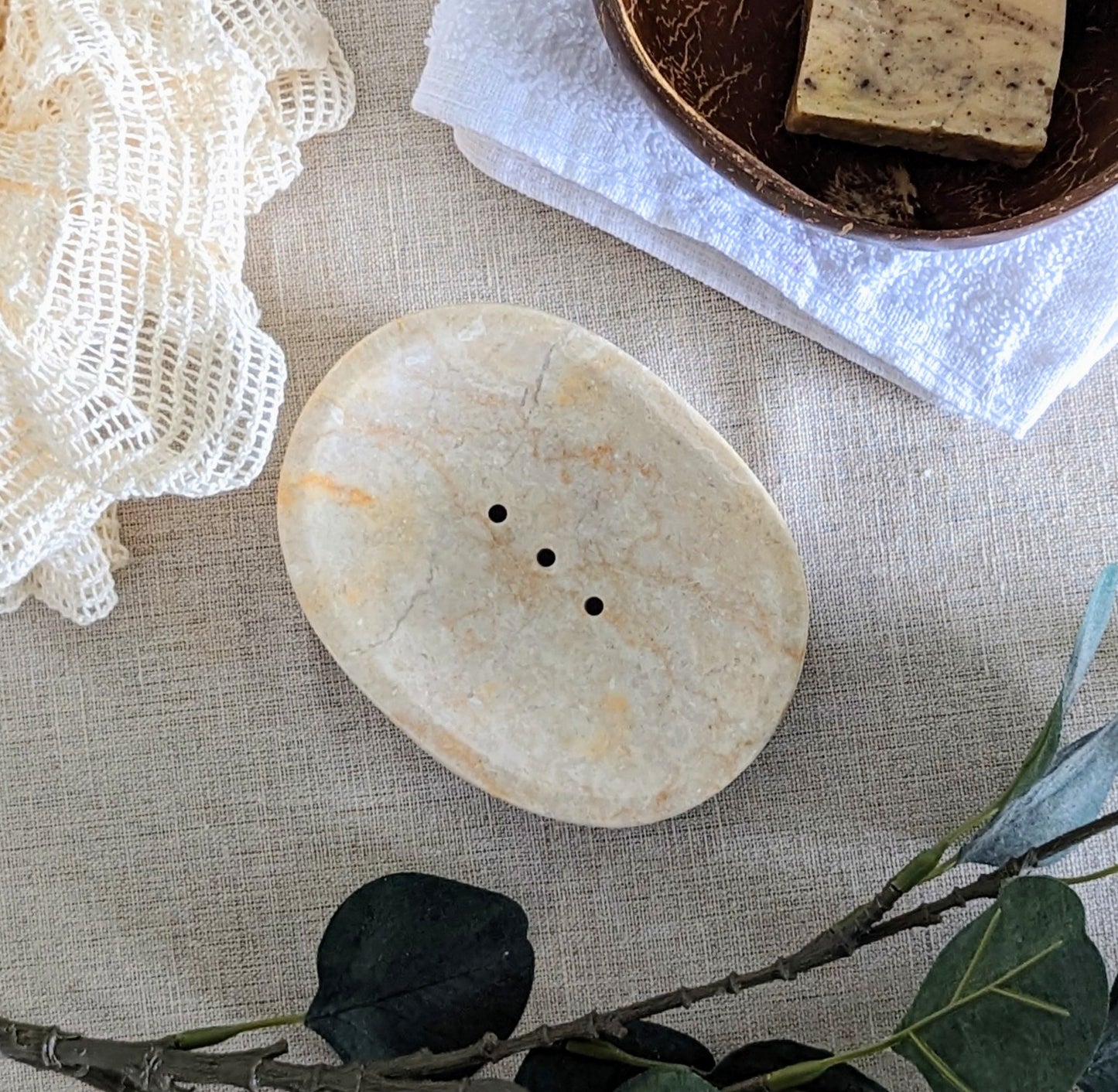 Cream Marble Soap Dish