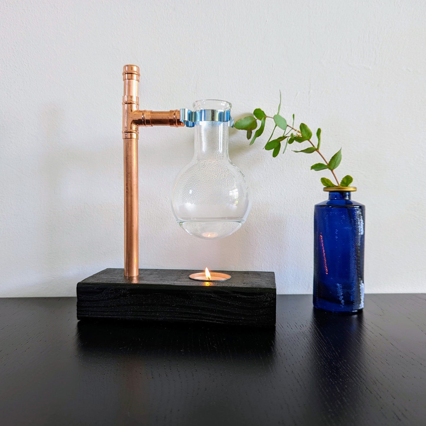 Handmade Black and Copper oil burner - 250ml flask