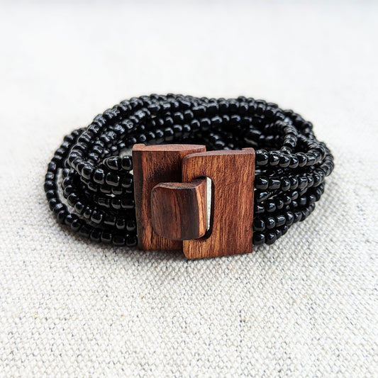 Black Beaded Bracelet