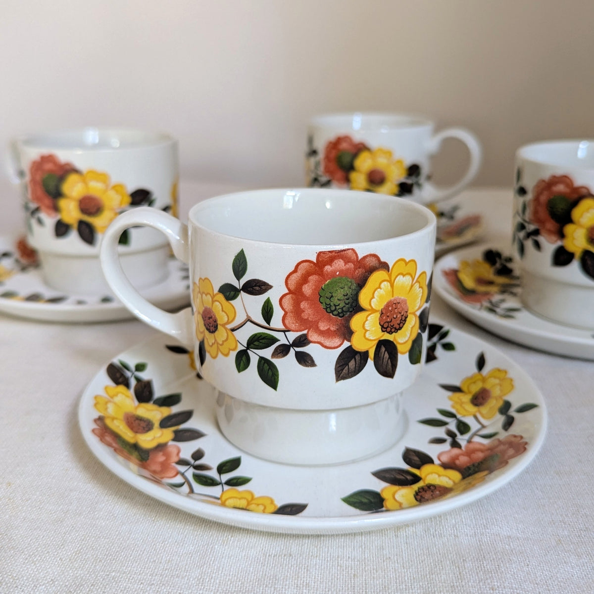 Vintage English Floral Cups & Saucers