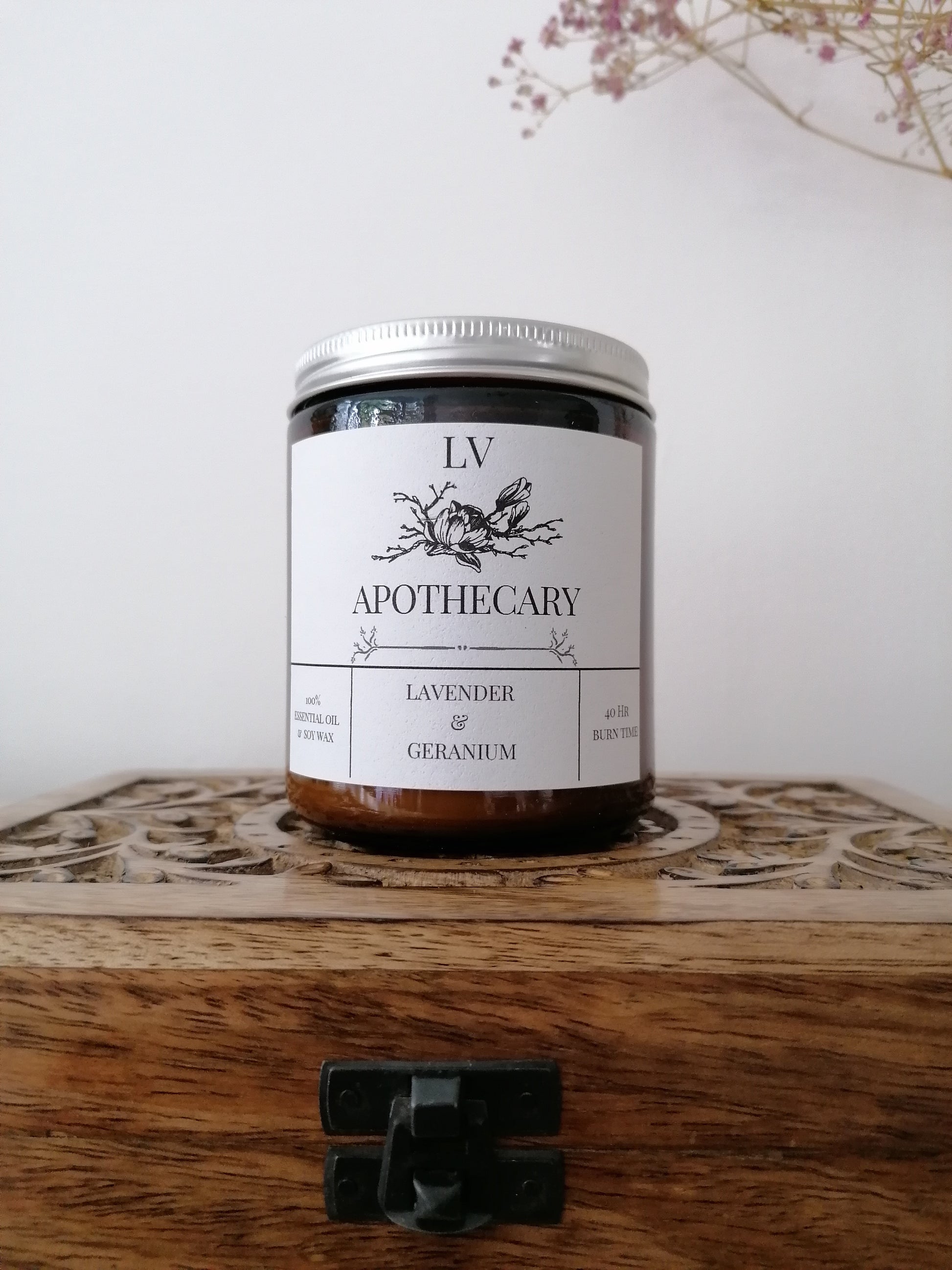 Lavender and Geranium Aromatherapy Candle - LV Apothecary