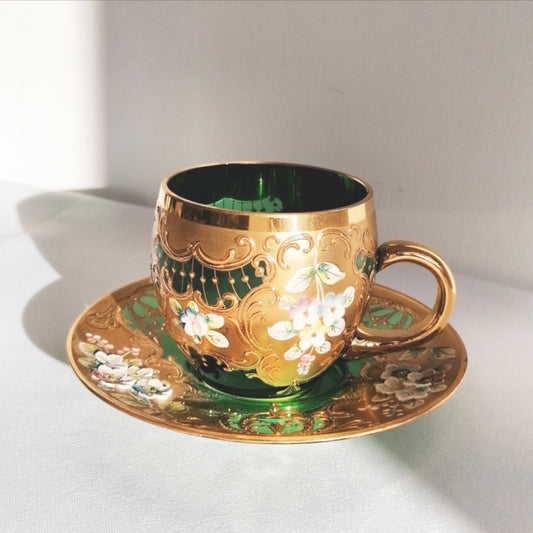 Vintage Glass Cup & Saucer - LV Apothecary